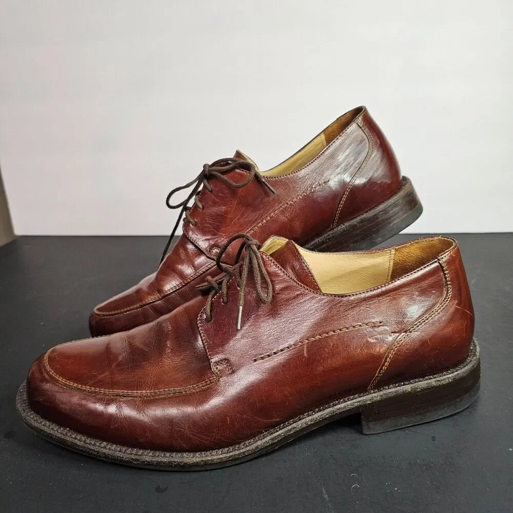 Men's Johnston & Murphy Signature Brown Leather Shoes Lace Up Oxford US 8.5W
